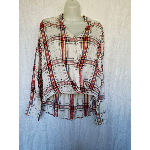 LOFT Tops - Women's LOFT Plaid Shirt, Size S, White & Red super soft button front oversized